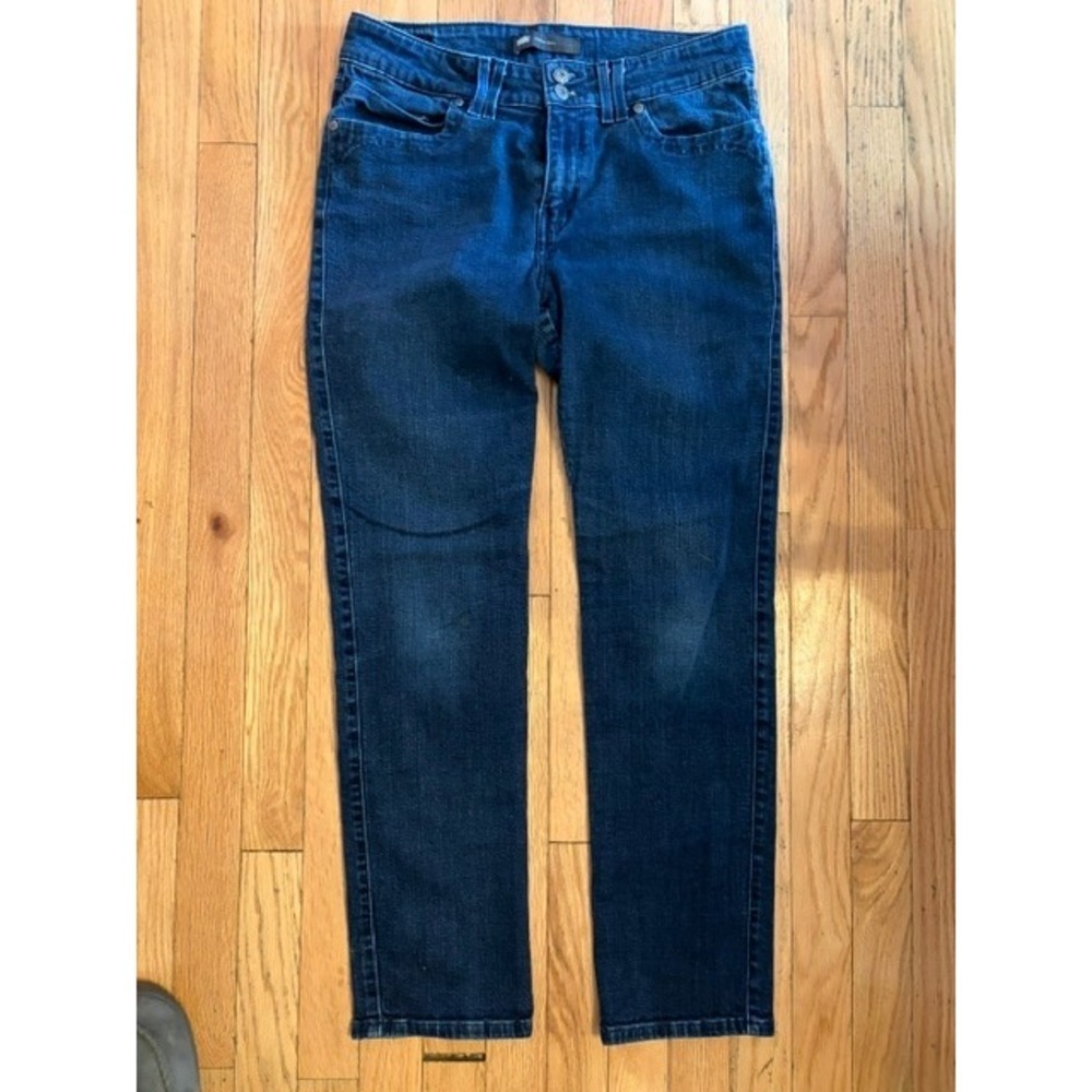 Levis Womens Mid Rise Skinny Jeans Dark Wash Blue Size 12 M Double Button T56-33